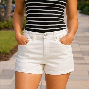 Juicy Couture 10 Women Jean Shorts Classic 4.5" Stretch Denim White Summer